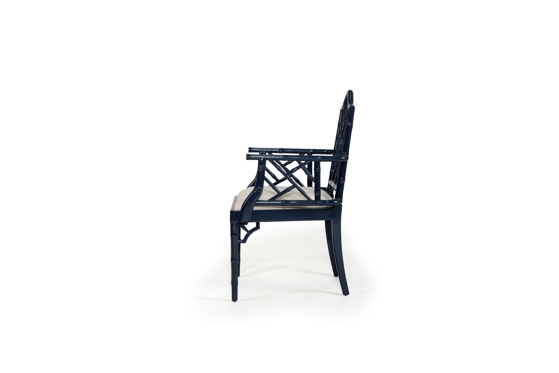 "Nantucket" Hamptons Style Chippendale Carver Dining Chair, Navy - Image 3
