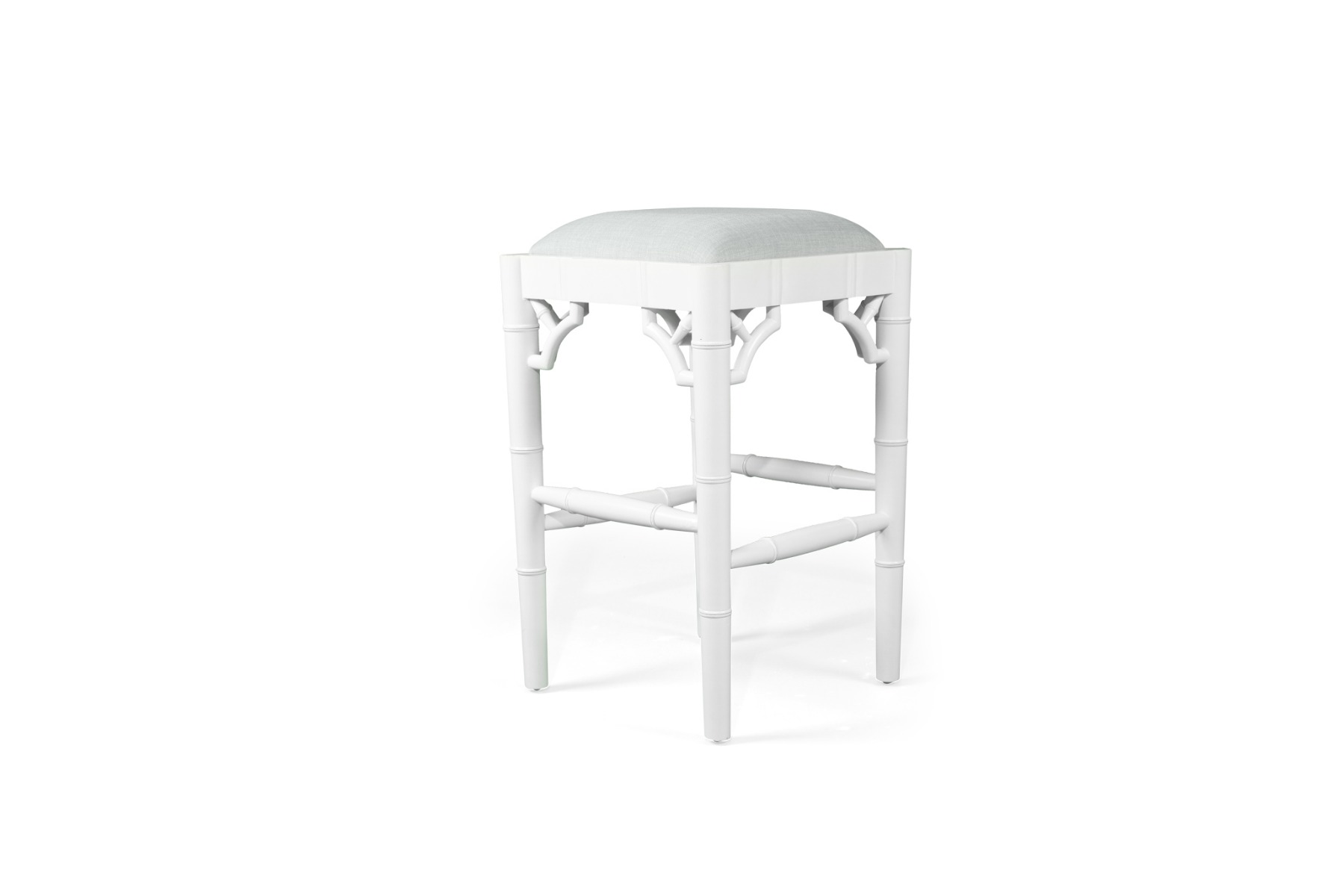 "Nantucket" Hamptons Style Chippendale Kitchen Counter Backless Bar Stool, White - Image 2