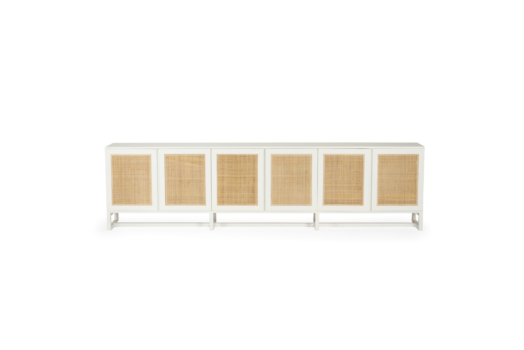 Clovelly Six Door Sideboard White, W 300cm x D 40cm x H 80cm - Image 3