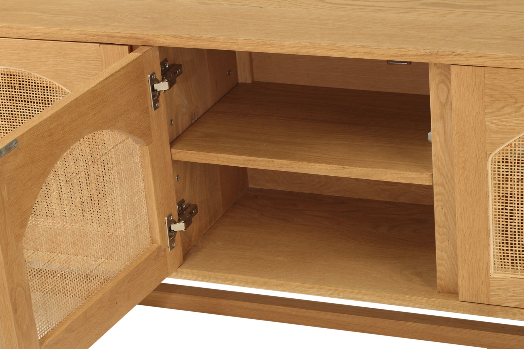 Clovelly Entertainment Unit Four Door Arch Windows Natural, W 200cm x D 40cm x H 60cm - Image 11
