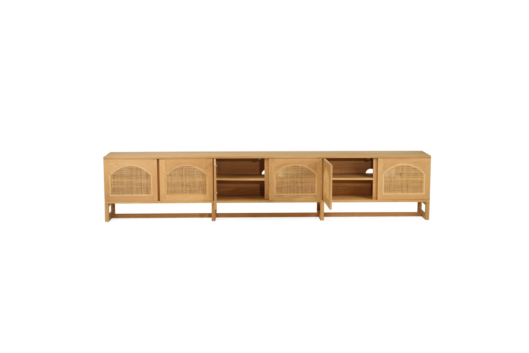 Clovelly Entertainment Unit Six Door Arch Windows Natural, W 300cm x D 40cm x H 60cm - Image 2