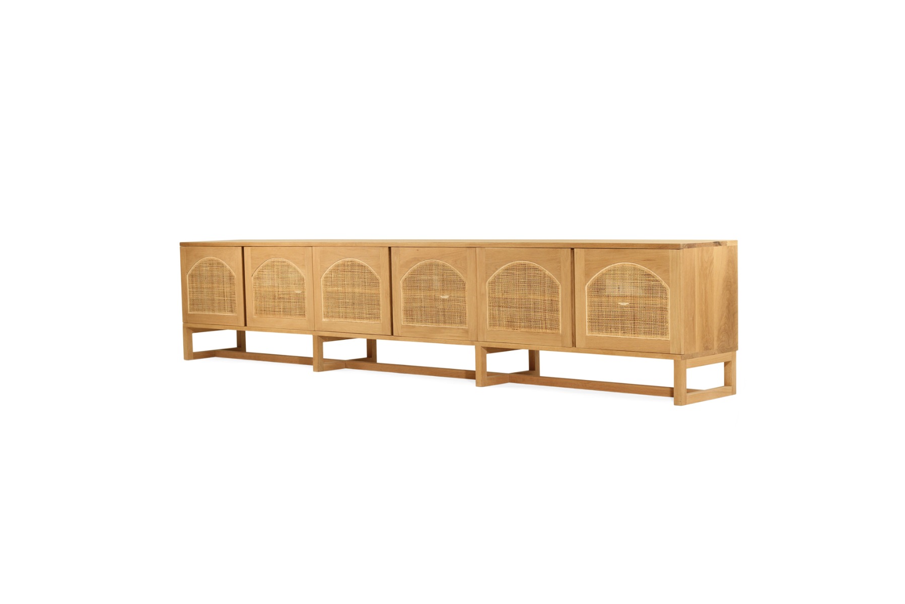 Clovelly Entertainment Unit Six Door Arch Windows Natural, W 300cm x D 40cm x H 60cm - Image 4