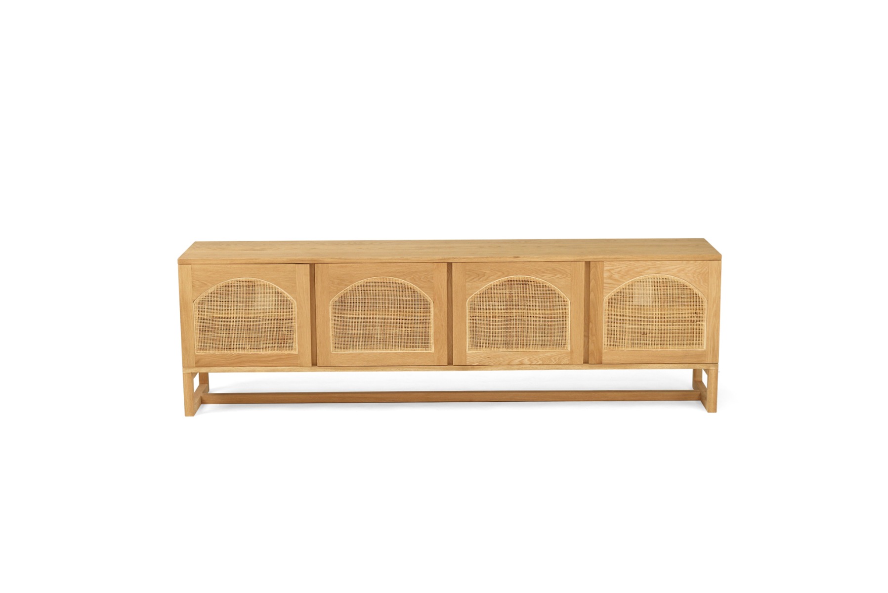 Clovelly Entertainment Unit Four Door Arch Windows Natural, W 200cm x D 40cm x H 60cm - Image 2