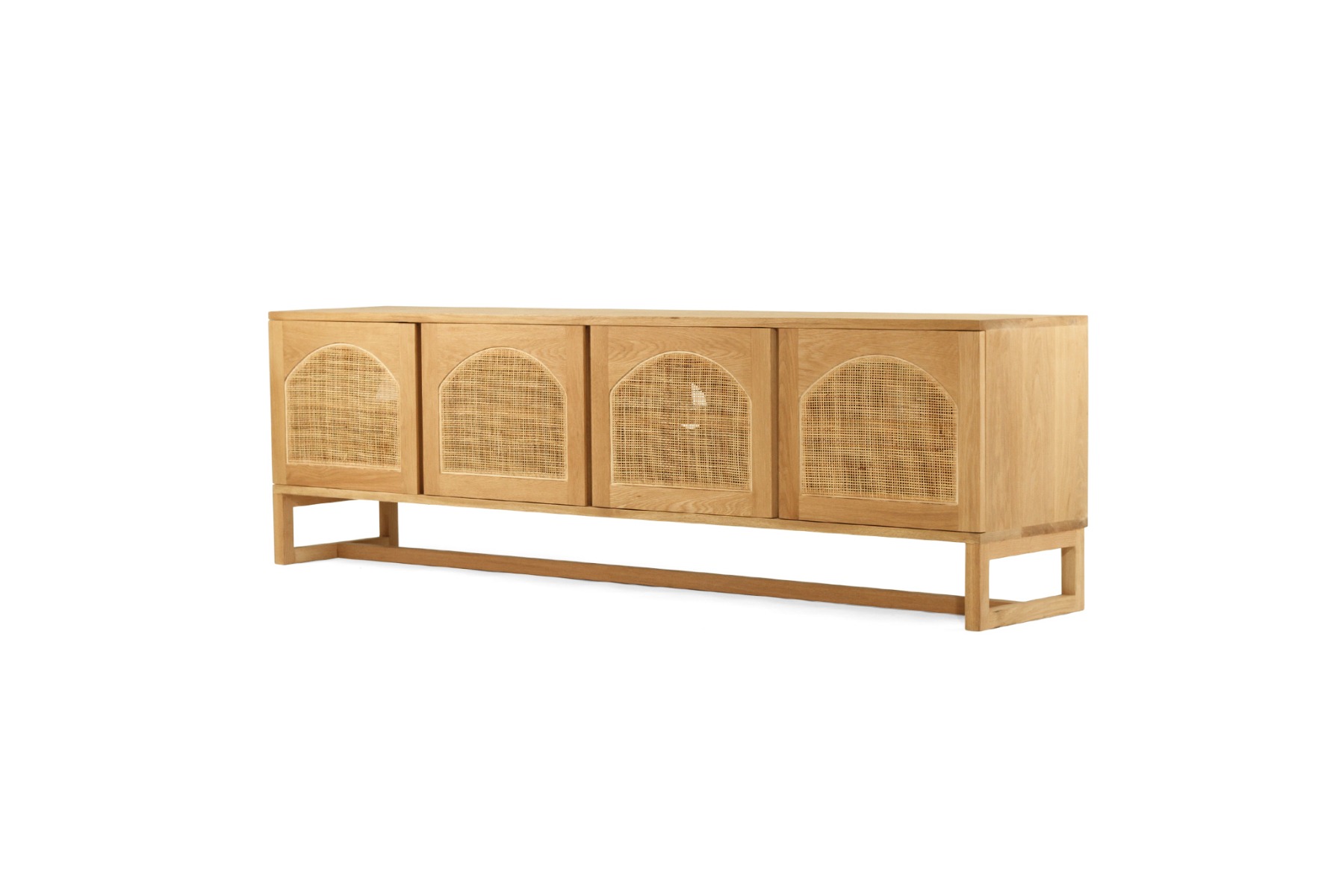 Clovelly Entertainment Unit Four Door Arch Windows Natural, W 200cm x D 40cm x H 60cm - Image 3