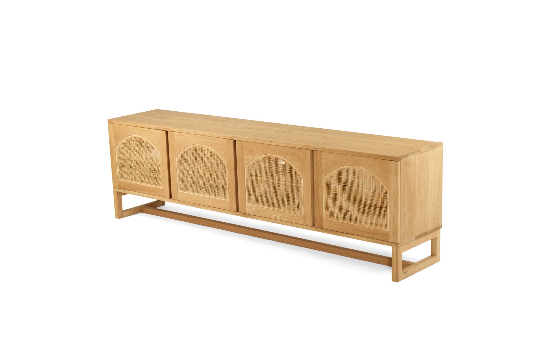Clovelly Entertainment Unit Four Door Arch Windows Natural, W 200cm x D 40cm x H 60cm - Image 4