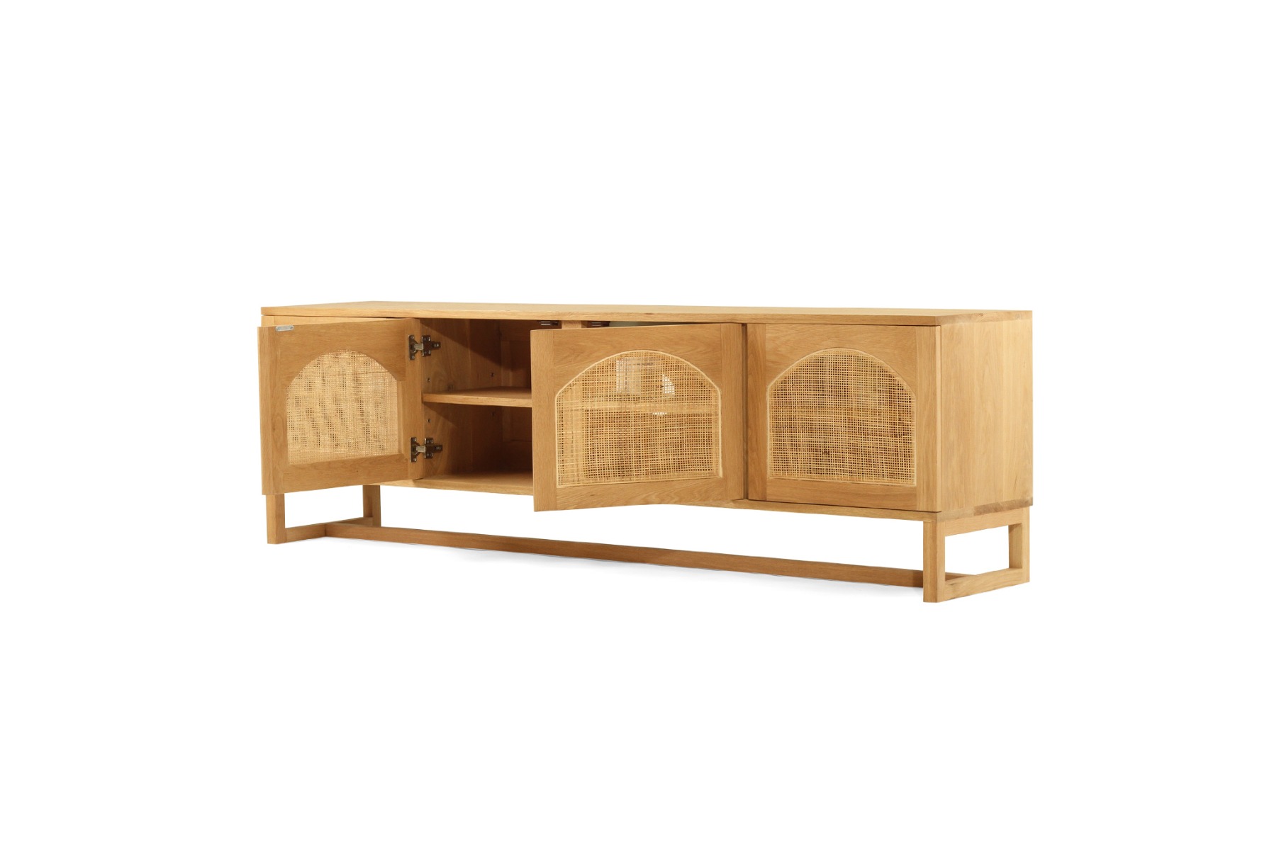 Clovelly Entertainment Unit Four Door Arch Windows Natural, W 200cm x D 40cm x H 60cm - Image 5