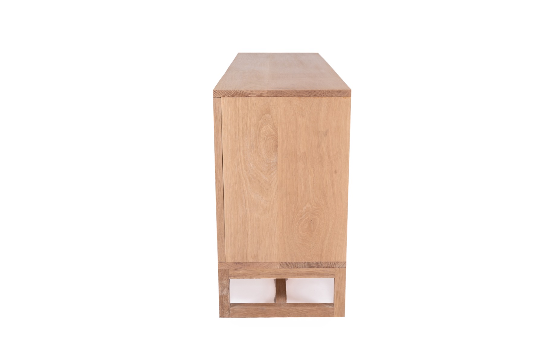 Clovelly Three Door Sideboard American Oak & Rattan, W 140cm x D 40cm x H 80cm - Image 5