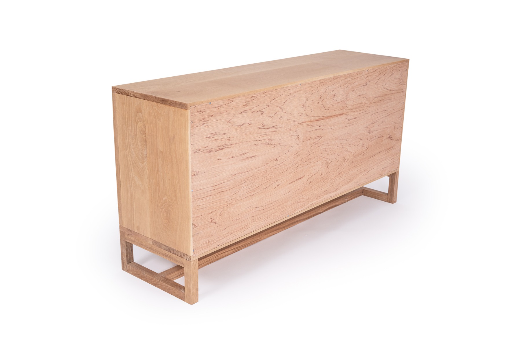 Clovelly Three Door Sideboard American Oak & Rattan, W 140cm x D 40cm x H 80cm - Image 6