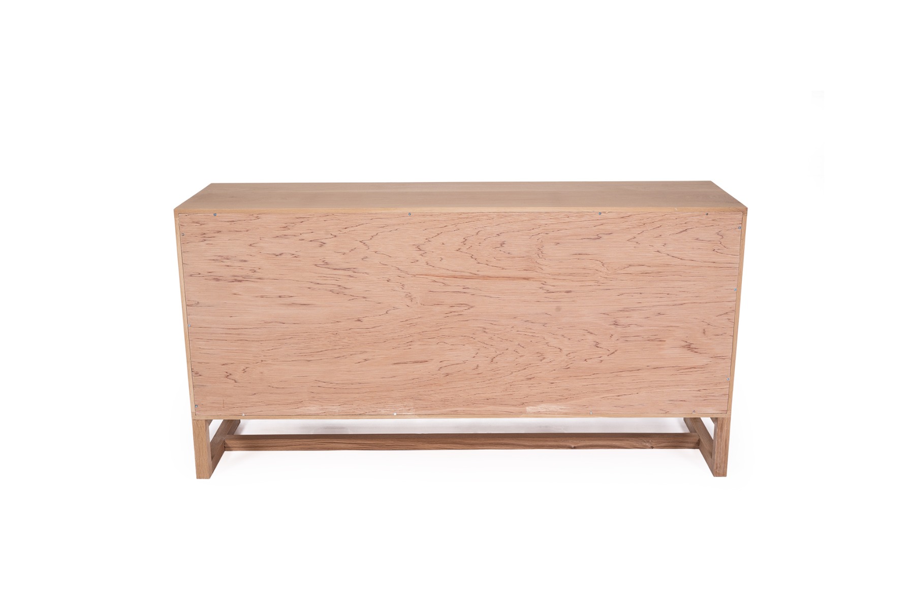 Clovelly Three Door Sideboard American Oak & Rattan, W 140cm x D 40cm x H 80cm - Image 7