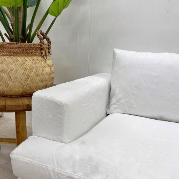 "Southampton" Hamptons Style Fabric 2.5 Seater Sofa Bed Lounge Feather Filled with Removable Slip Covers, White (RRP $3499) - Image 2