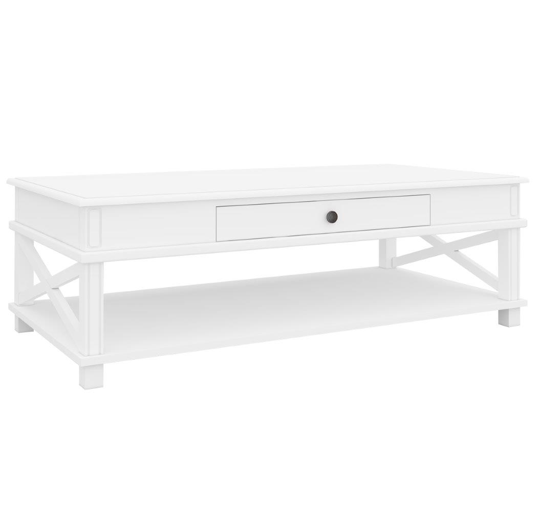 "Whitsunday" Hamptons Style Timber Coffee Table White, 140cmL x 70cmD x 45cmH - Image 2
