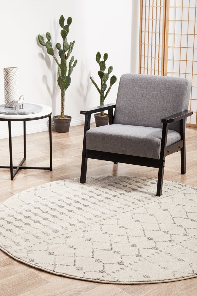 Chrome Elsa Hamptons Style Indoor Rug Silver Round - Image 2