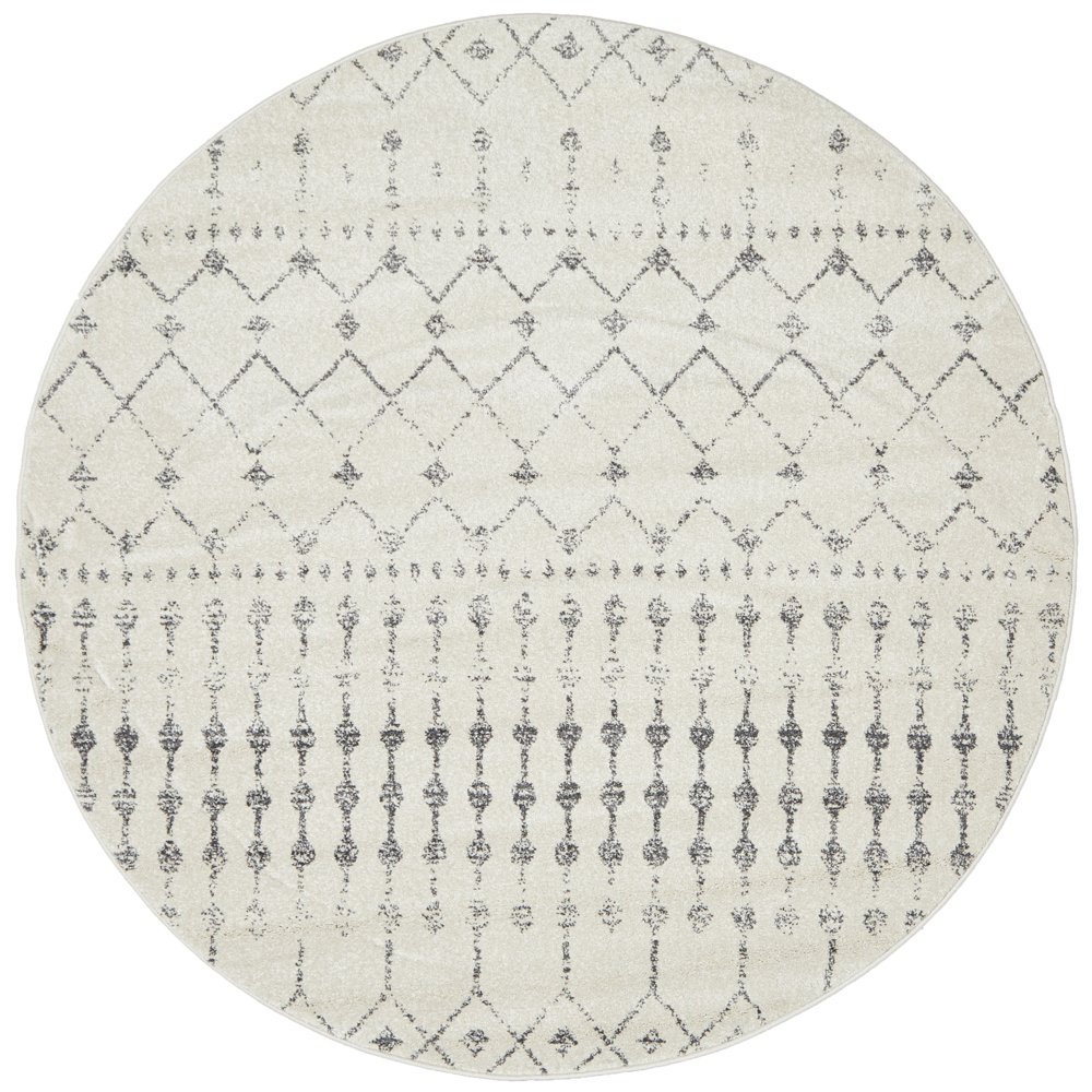 Chrome Elsa Hamptons Style Indoor Rug Silver Round - Image 3
