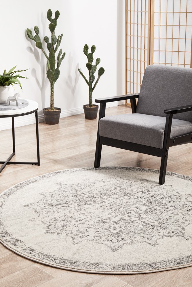 Chrome Rita Hamptons Style Indoor Rug Silver Round - Image 2