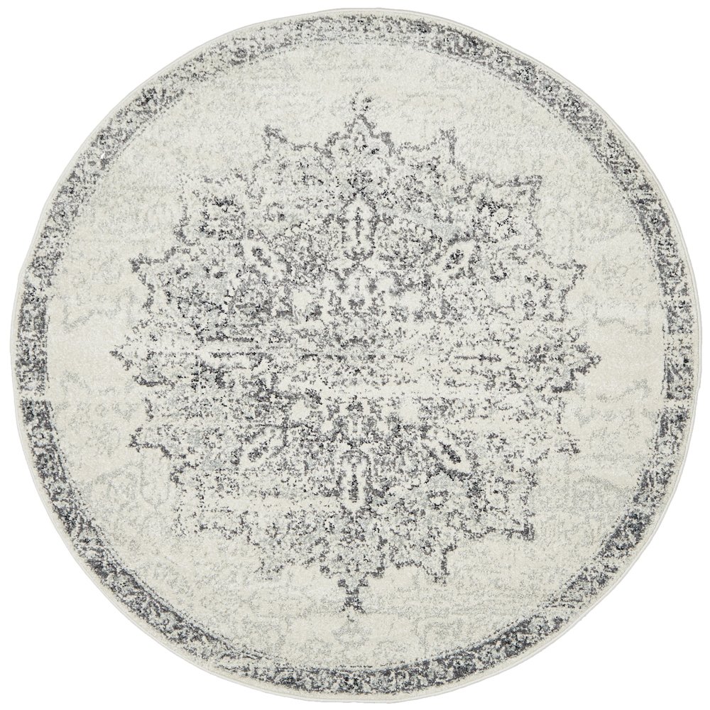 Chrome Rita Hamptons Style Indoor Rug Silver Round - Image 3