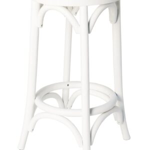 "Noosaville" Timber Kitchen Barstool Rattan Seat (No back) Vivid White, 35cmL x 35cmD x 65cmH (RRP $249)