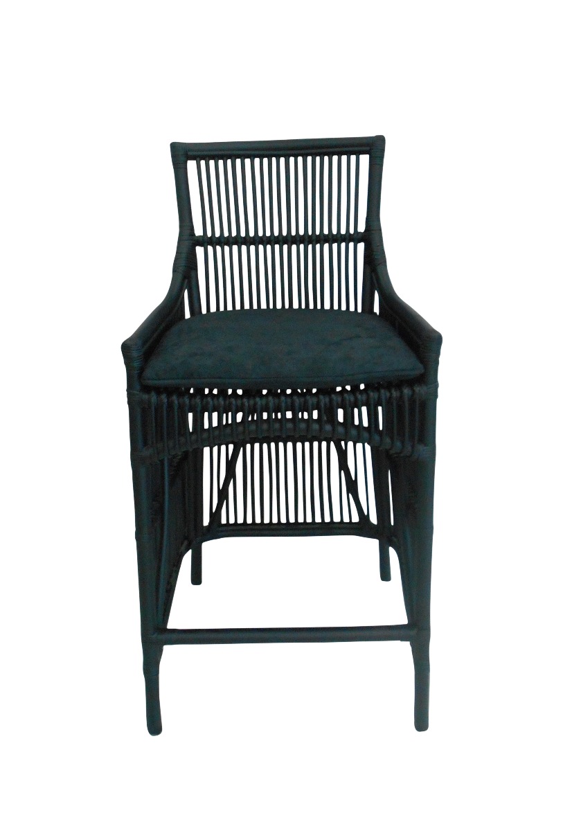 FLOORSTOCK CLEARANCE SALE "Byron" Hampton Style Rattan Cane Black Kitchen Counter Bar Stool 65cm (RRP $449) - Image 2