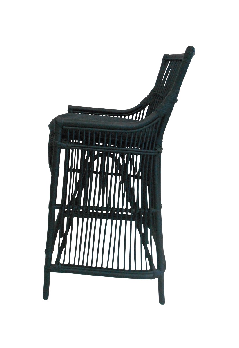 FLOORSTOCK CLEARANCE SALE "Byron" Hampton Style Rattan Cane Black Kitchen Counter Bar Stool 65cm (RRP $449) - Image 3