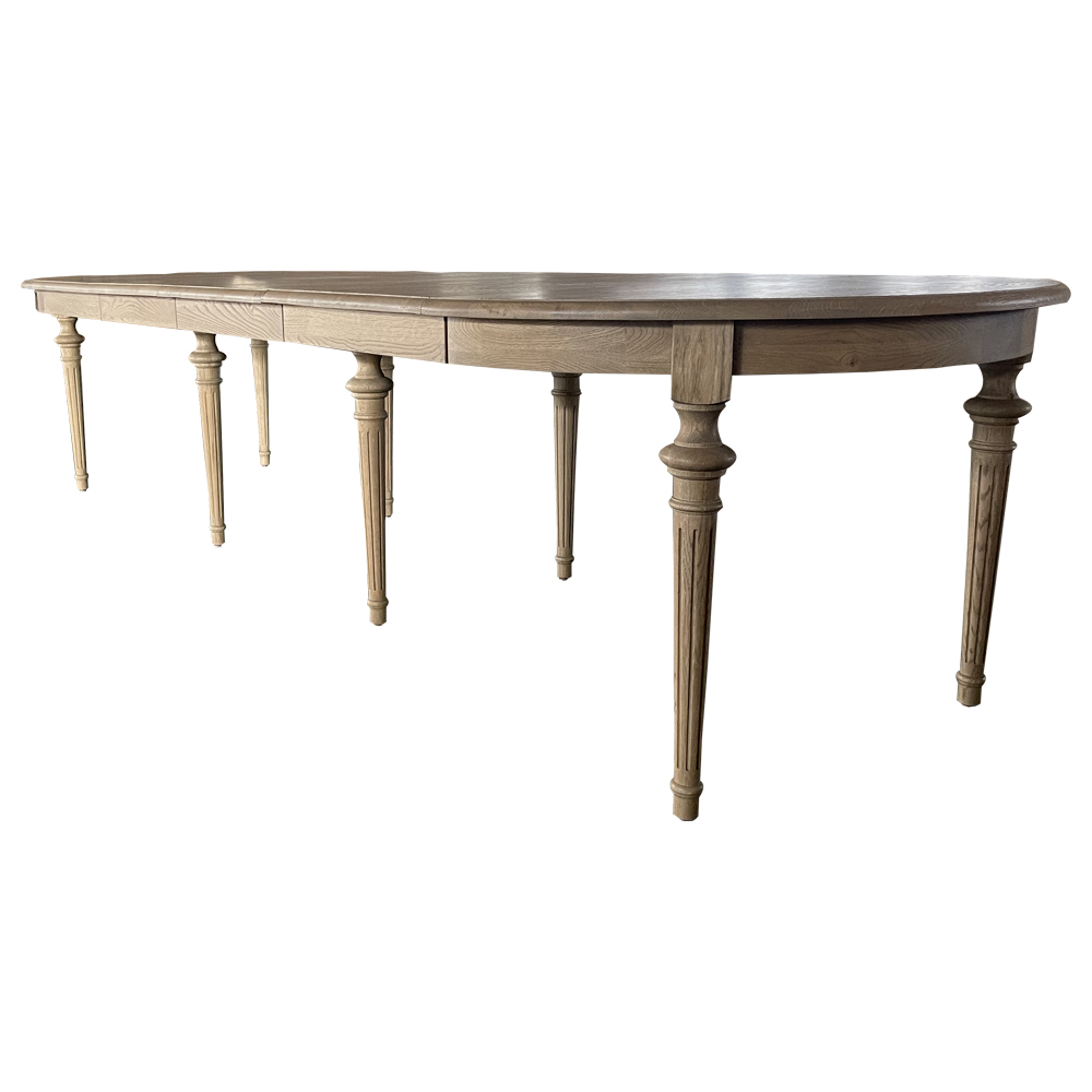 "Riviera" Hamptons Style Frech Provincial Solid Oak Extension Table Weathered Oak, 120-350cmW x 120cmD x 78cmH (RRP $5999) - Image 3