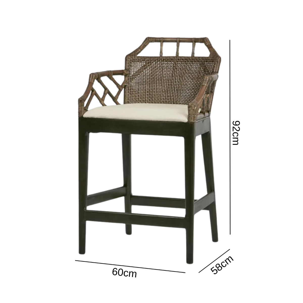 Baker Counter Stool with arms Soil Brown, W 60 D 58 H 92cm (RRP $795) - Image 3