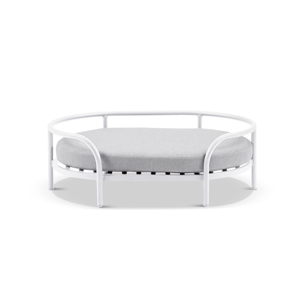 "Hawaii" Hamptons Style Outdoor Aluminium Pet Day Bed in White with Olefin Grey Cushion - Image 2