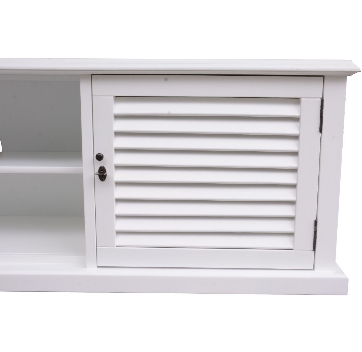 "Whitehaven" Hamptons Timber TV Entertainment Unit White, 180cmL x 45cmD x 55cmH - Image 4