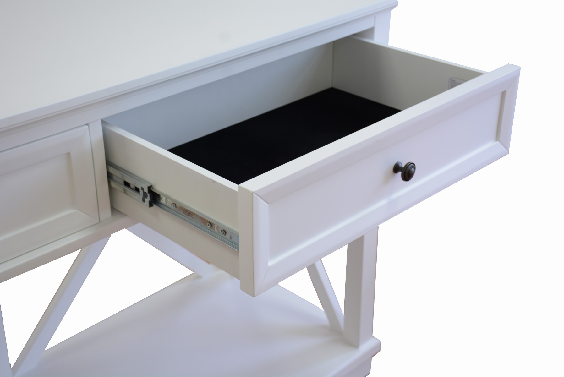 "Emily" Hamptons Style Timber Console Table 3 Drawer White, 190cmL x 50cmD x 85cmH - Image 8