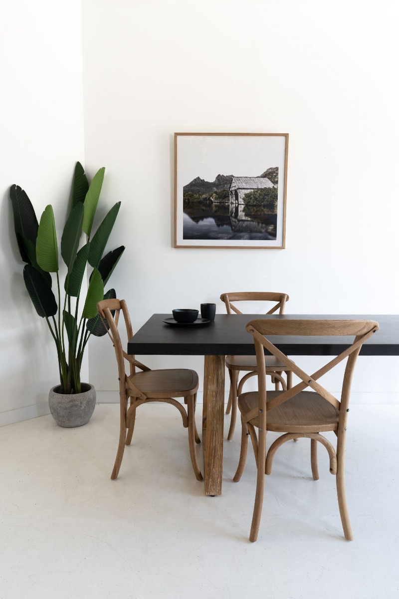 2.0m Sierra Elkstone Rectangular Dining Table – Ebony Black with Light Honey Legs - Image 4