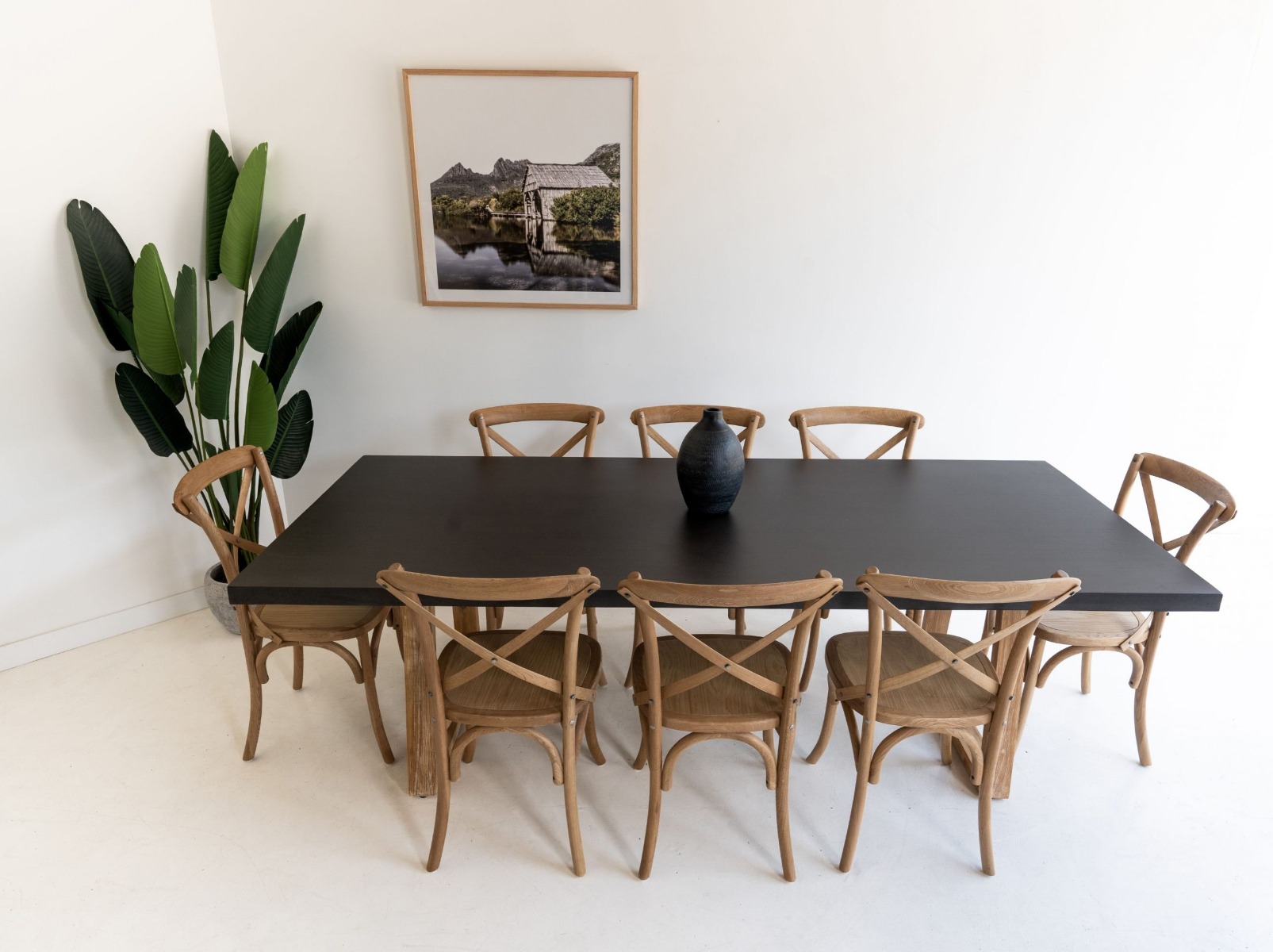 2.4m Sierra Elkstone Rectangular Dining Table – Ebony Black with Light Honey Legs - Image 4