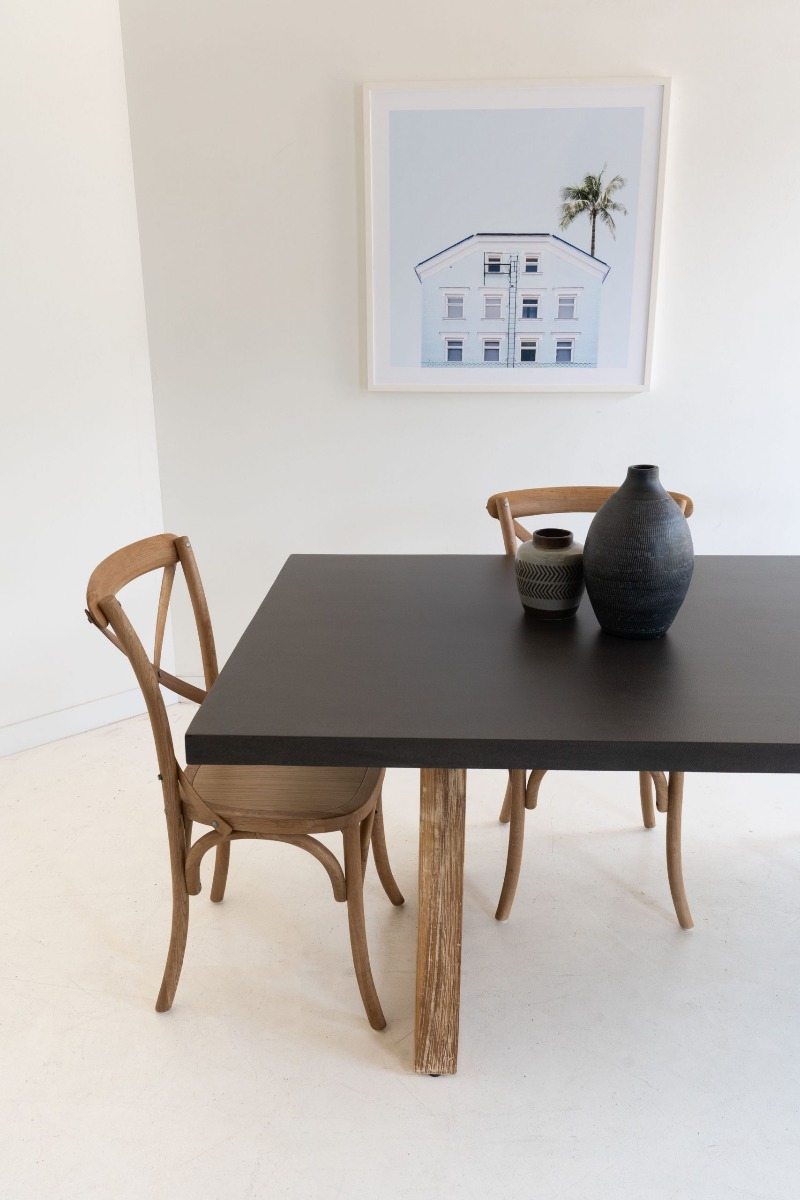 2.0m Sierra Elkstone Rectangular Dining Table – Ebony Black with Light Honey Legs - Image 5