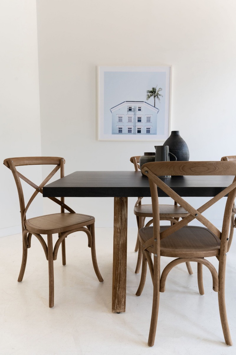 2.0m Sierra Elkstone Rectangular Dining Table – Ebony Black with Light Honey Legs - Image 6
