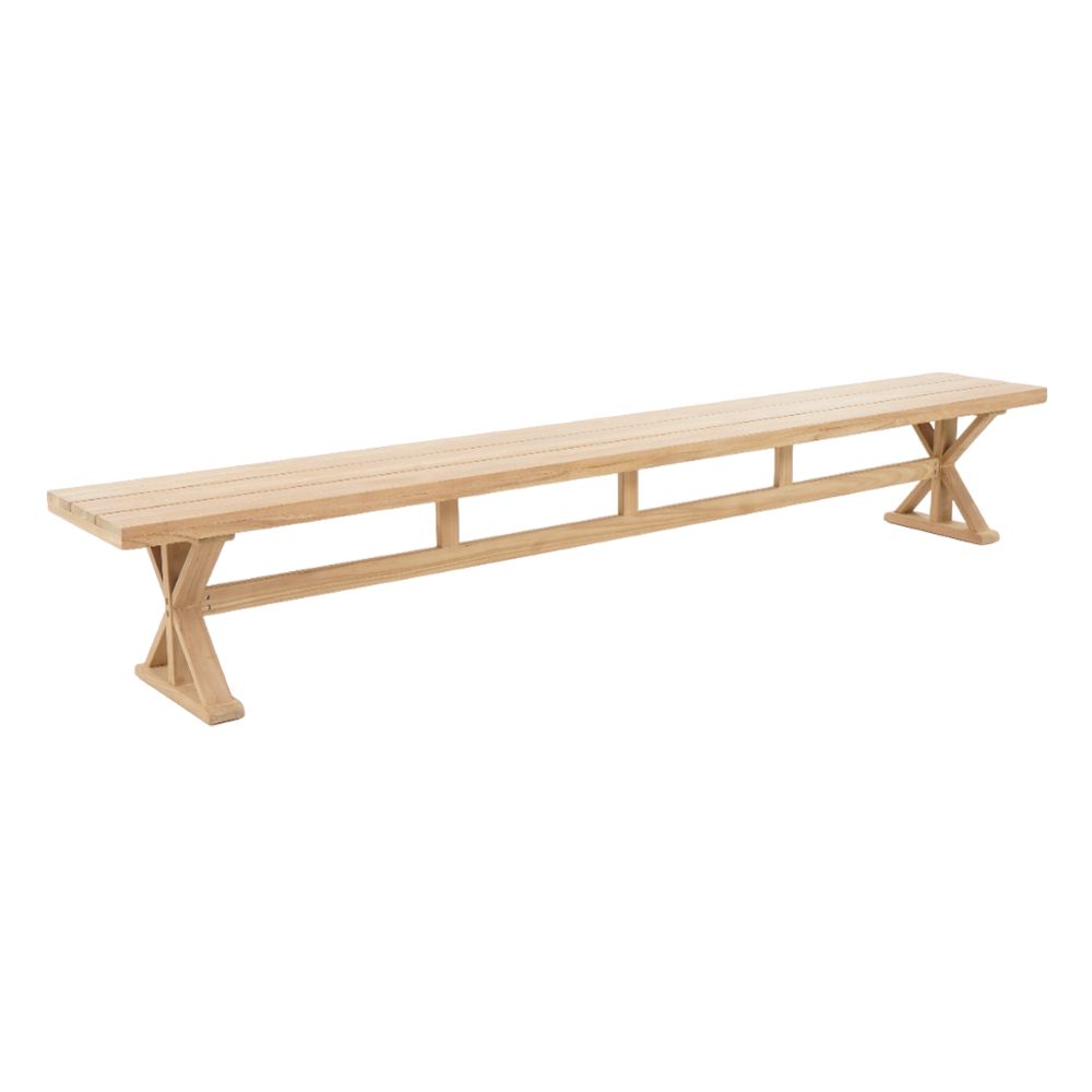 "Lake House" Solid Natural Teak Hardwood Timber Outdoor Dining Table & Bench Set, 250cm x 100cm - Image 7
