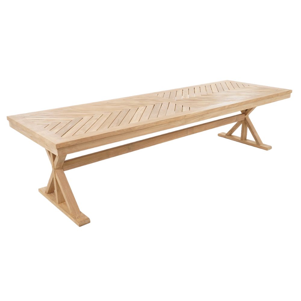 "Lake House" Solid Natural Teak Hardwood Timber Outdoor Dining Table & Bench Set, 250cm x 100cm - Image 5