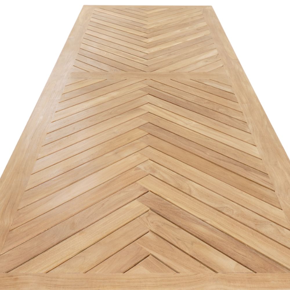 "Lake House" Solid Natural Teak Hardwood Timber Outdoor Dining Table & Bench Set, 300cm x 100cm - Image 6