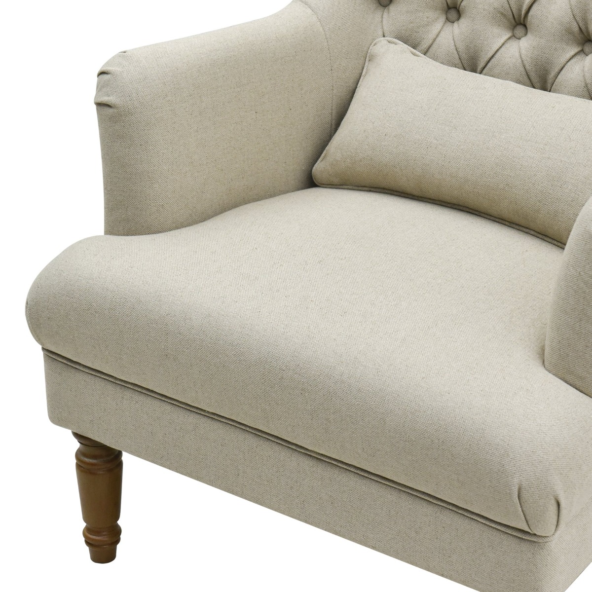 Bayside Hamptons Buttoned Armchair Linen Blend Natural, 78cm x 87cm x 109cm (RRP $1499) - Image 6