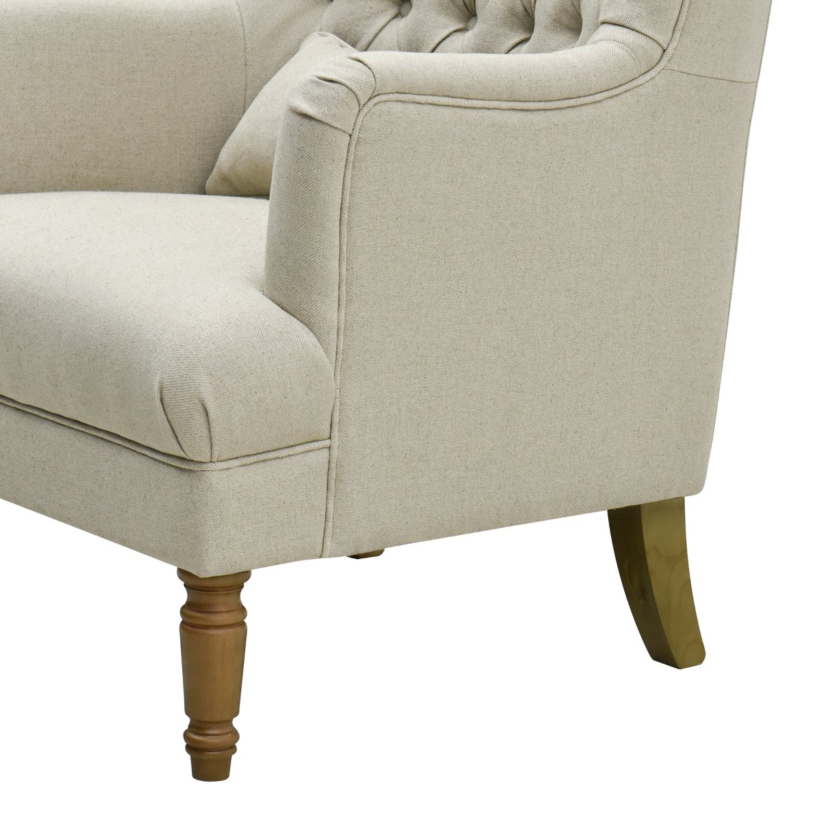 Bayside Hamptons Buttoned Armchair Linen Blend Natural, 78cm x 87cm x 109cm (RRP $1499) - Image 4