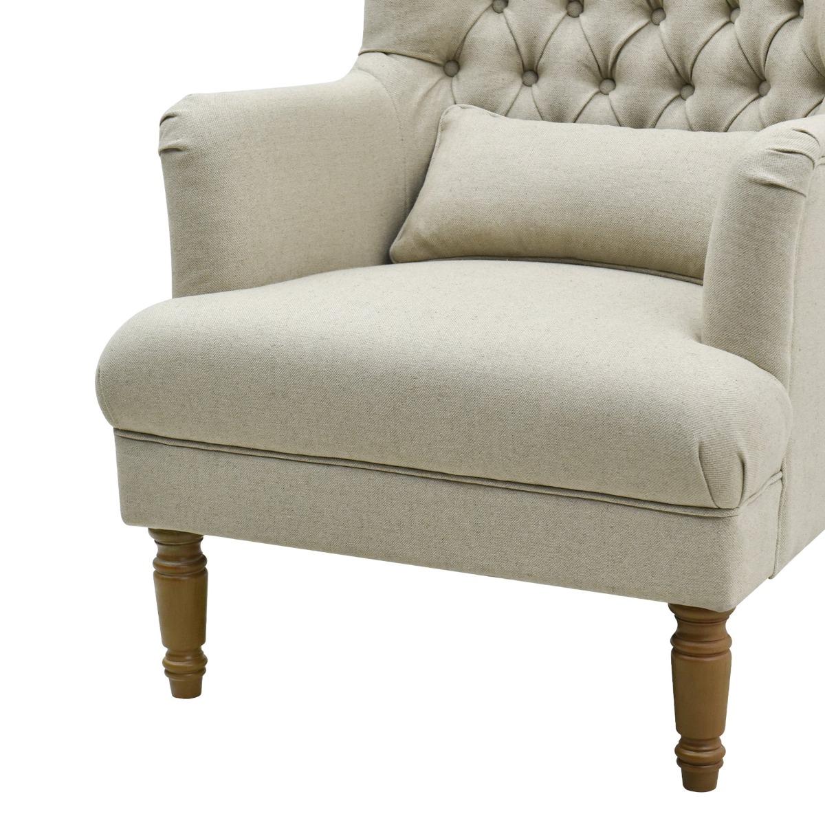 Bayside Hamptons Buttoned Armchair Linen Blend Natural, 78cm x 87cm x 109cm (RRP $1499) - Image 5