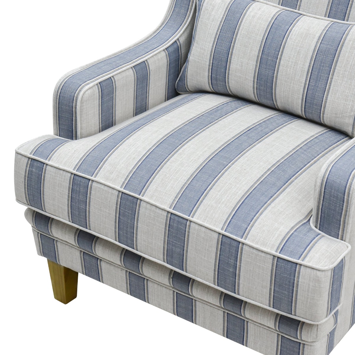 Bondi Hamptons Armchair Blue Sky Stripe, W 92cm D 85cm H 94cm (RRP $1499) - Image 6