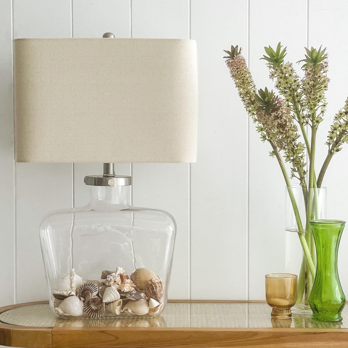 Fillable Bottle Lamp W Linen Shade - Lamp Base & Shade (RRP $299) - Image 2