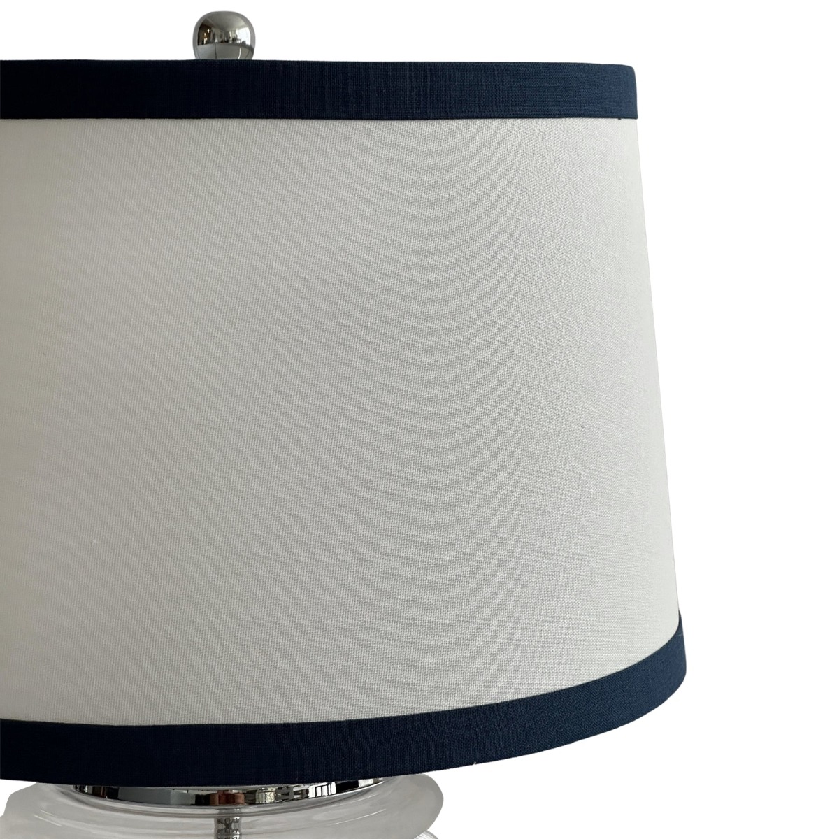 Charlotte Glass and Nickel Lamp with White Linen Shade (Navy Trim) - Lamp Base & Shade (RRP $399) - Image 6