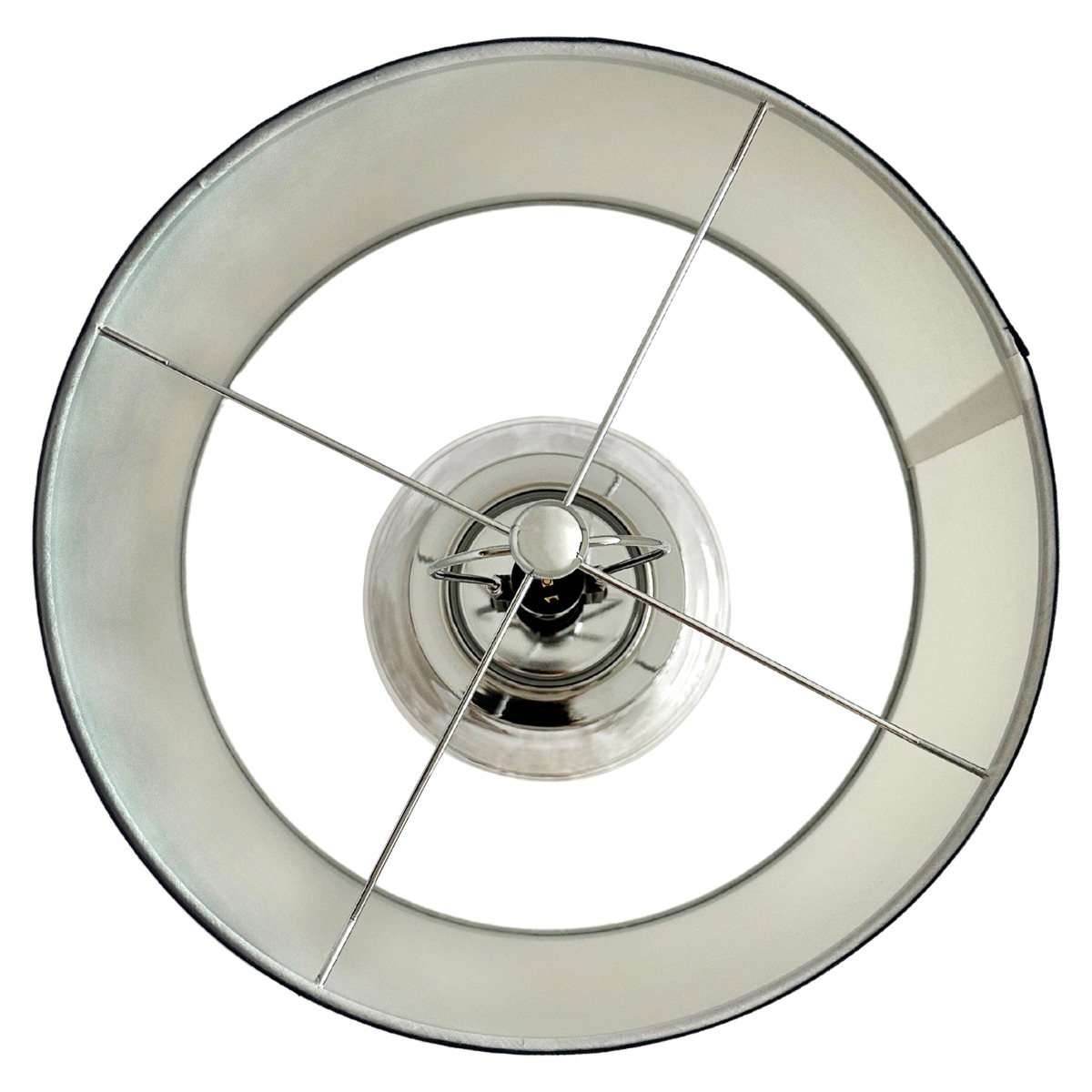 Charlotte Glass and Nickel Lamp with White Linen Shade (Navy Trim) - Lamp Base & Shade (RRP $399) - Image 4