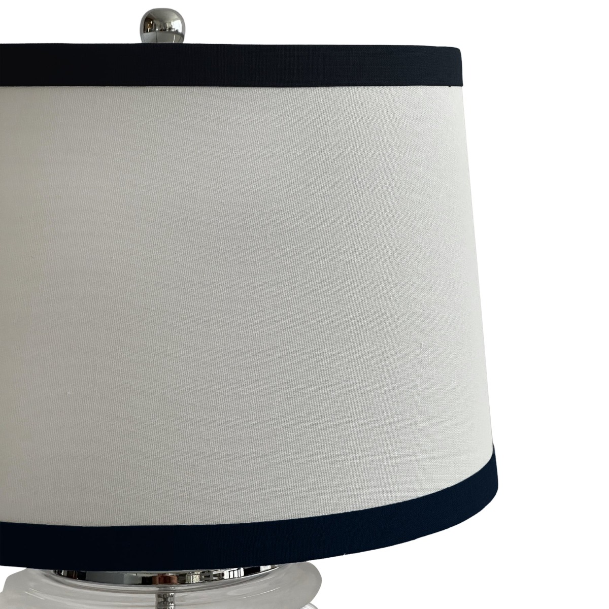 Charlotte Glass and Nickel Lamp with White Linen Shade (Black Trim) - Lamp Base & Shade (RRP $399) - Image 3