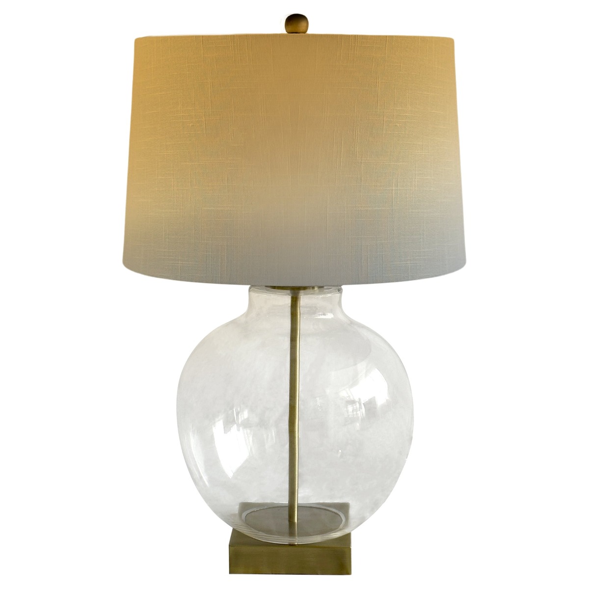 Ellyn Glass and Brass Lamp with White Linen Shade - Lamp Base & Shade (RRP $259) - Image 2
