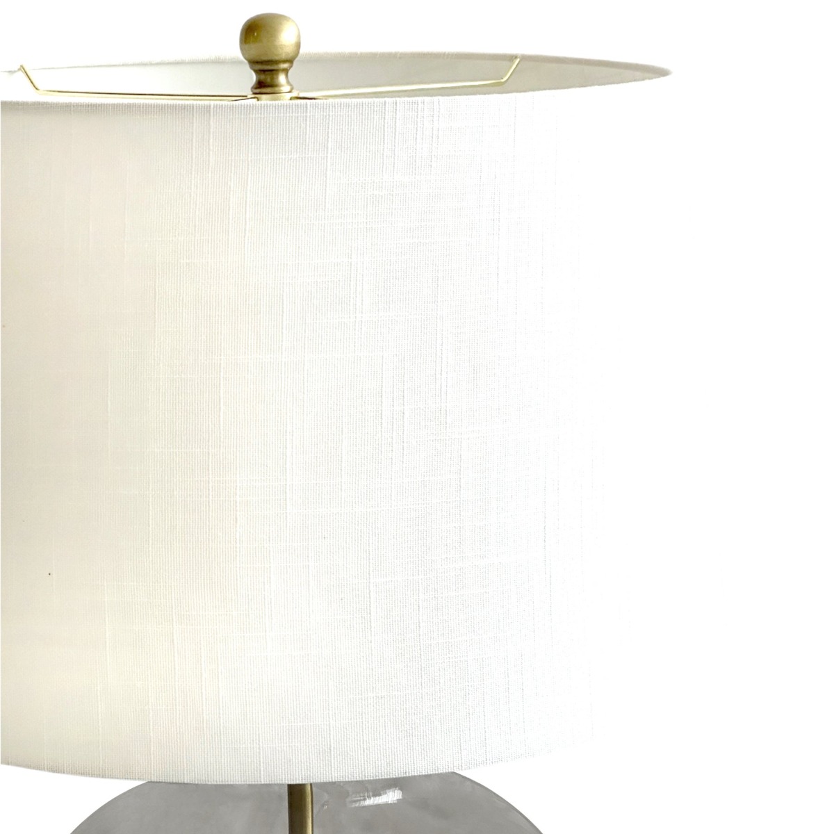 Ellyn Glass and Brass Lamp with White Linen Shade - Lamp Base & Shade (RRP $259) - Image 3