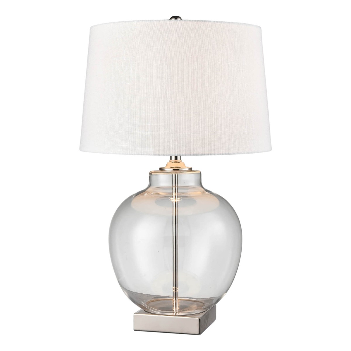 Ellyn Glass and Nickel Lamp with White Linen Shade- Lamp Base & Shade (RRP $259) - Image 2