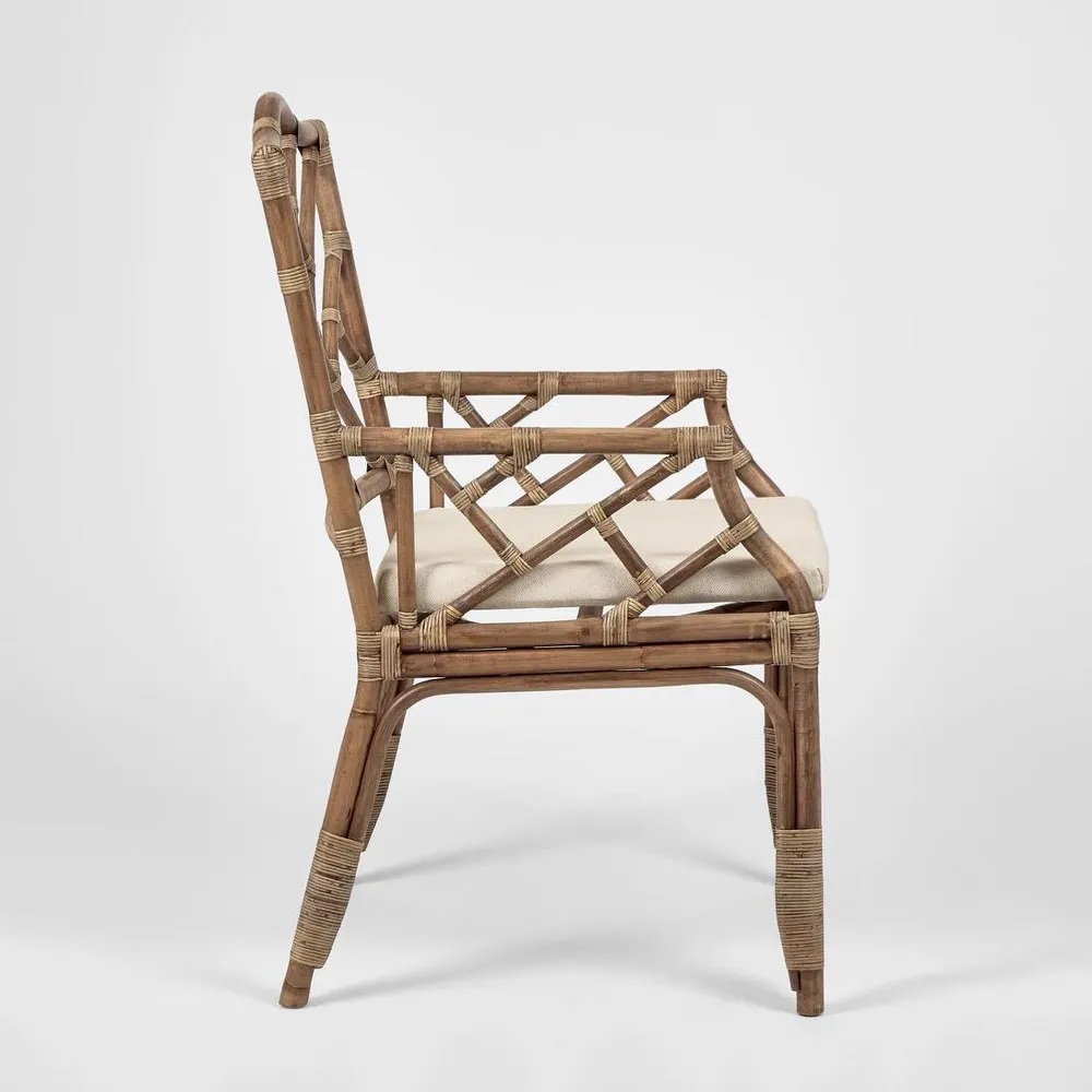 Dynasty Hamptons Style British Colonial Dining Carver Chair Natural, L 57cm W 60cm H 100cm (RRP $799) - Image 3