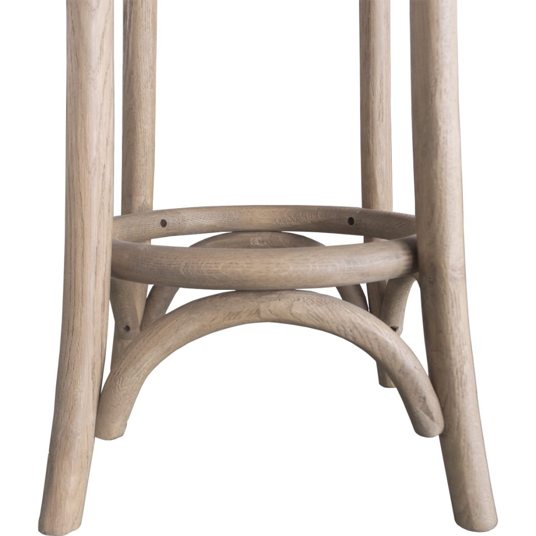 "Paris" Hamptons Style Oak Timber Kitchen Barstool Weathered Oak with Rattan Seat - Image 2