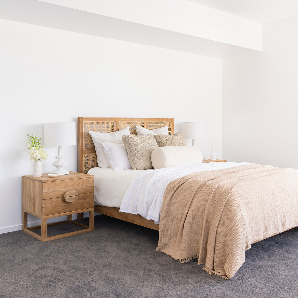 Eden Bedside Table Natural, W 60cm x D 52cm x H 61cm - Image 11