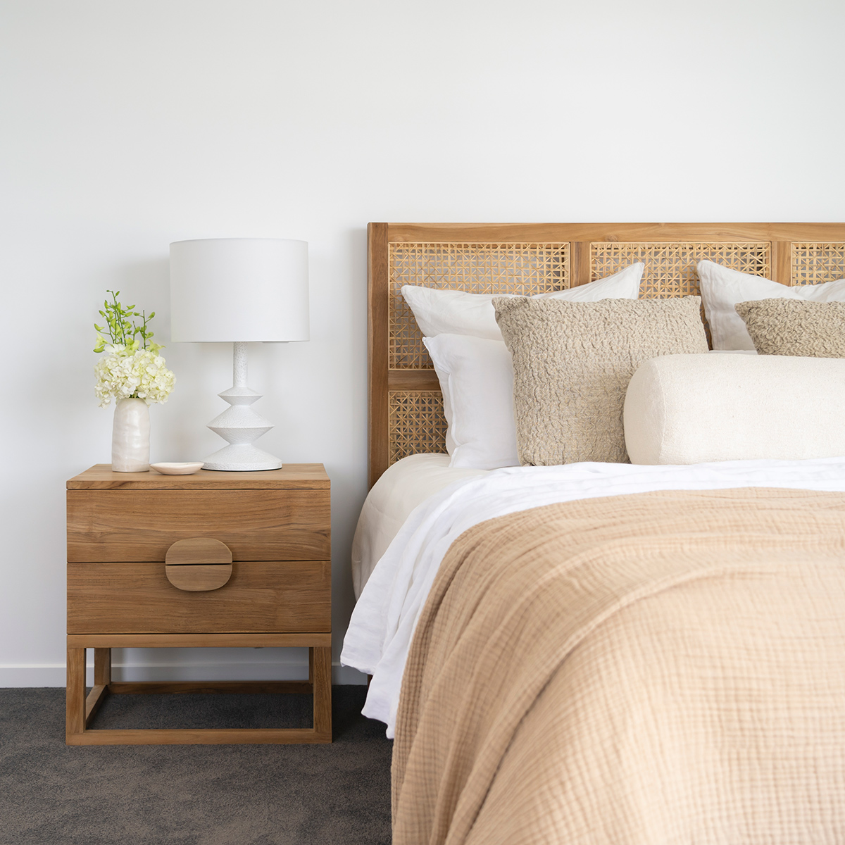 Eden Bedside Table Natural, W 60cm x D 52cm x H 61cm - Image 15