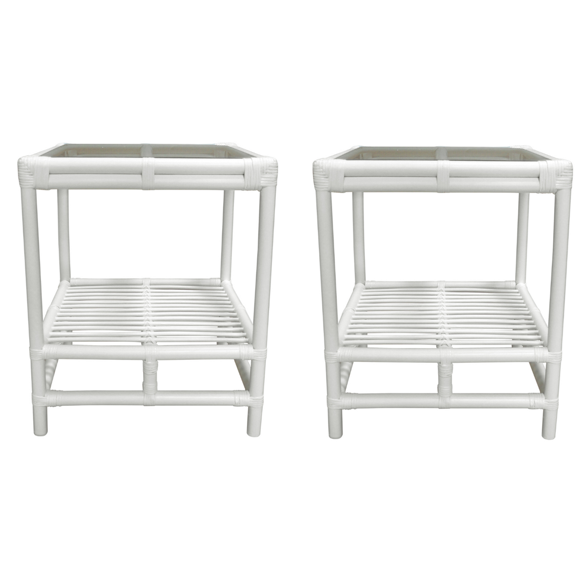 Havana Rattan Side Table White, L 50 W 50 H 60 cm (RRP $379) - Image 2